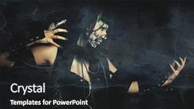  Presentation with scary - Slides enhanced with scary assasin undead woman background and a dark gray colored foreground