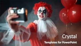 Presentation with scary - Beautiful presentation featuring scary bloody clown with crazy backdrop and a tawny brown colored foreground