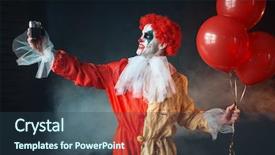  Presentation with scary - Slide deck enhanced with scary bloody clown with crazy background and a ocean colored foreground