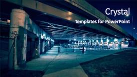  Presentation with park night city - Slide deck with scary city skate park background and a navy blue colored foreground