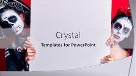  Presentation with day dead - Amazing presentation theme having scary-couple-wearing-traditidional-day backdrop and a light gray colored foreground