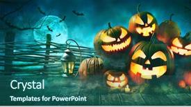  Presentation with scary forest - Slide set consisting of scary deep night forest background and a ocean colored foreground