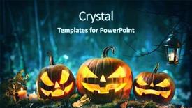  Presentation with scary forest - Colorful slide set enhanced with scary deep night forest backdrop and a navy blue colored foreground