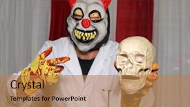  Presentation with evil - Slide deck featuring scary dentist clown spooky halloween background and a coral colored foreground