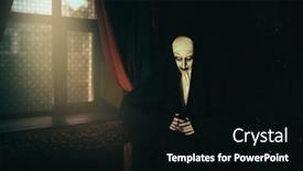  Presentation with nun - Colorful presentation design enhanced with scary-devilish-nun-standing backdrop and a black colored foreground