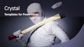  Presentation with crime halloween concept blood dripping - Slides enhanced with scary egypt - mummy with axe in halloween background and a wine colored foreground