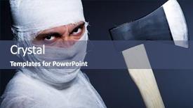  Presentation with crime halloween concept blood dripping - Cool new slide deck with scary egypt - mummy with axe in halloween backdrop and a ocean colored foreground