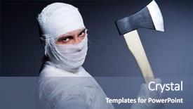  Presentation with crime halloween concept blood dripping - Colorful presentation enhanced with scary egypt - mummy with axe in halloween backdrop and a ocean colored foreground