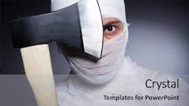  Presentation with halloween - Beautiful presentation design featuring scary egypt - mummy with axe in halloween backdrop and a light gray colored foreground