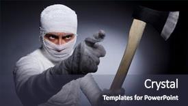  Presentation with crime halloween concept blood dripping - Colorful presentation theme enhanced with scary egypt - mummy with axe in halloween backdrop and a tawny brown colored foreground