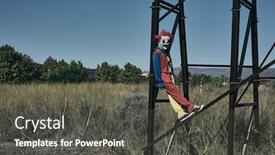  Presentation with red blue yellow - Presentation theme with scary-evil-clown-wearing background and a dark gray colored foreground