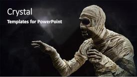  Presentation with mythology - Slide deck enhanced with scary-evil-mummy-against background and a dark gray colored foreground