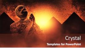  Presentation with evil - Colorful PPT layouts enhanced with scary-evil-mummy-against backdrop and a tawny brown colored foreground