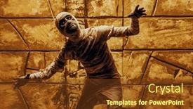  Presentation with mythology - PPT theme with scary-evil-mummy-climbs-out background and a tawny brown colored foreground