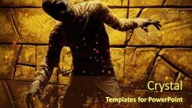  Presentation with evil - PPT theme enhanced with scary-evil-mummy-climbs-out background and a tawny brown colored foreground