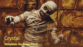  Presentation with mythology - Amazing theme having scary-evil-mummy-climbs-out backdrop and a tawny brown colored foreground