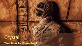  Presentation with mythology - Theme having scary-evil-mummy-stands background and a tawny brown colored foreground