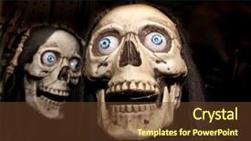  Presentation with scary - Presentation theme having scary fake skull background and a tawny brown colored foreground
