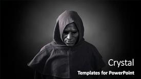  Presentation with scary - Theme enhanced with scary-figure-in-hooded-cloak background and a black colored foreground
