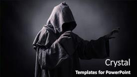  Presentation with scary - PPT layouts having scary-figure-in-hooded-cloak background and a black colored foreground