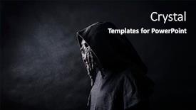 Presentation with scary - Presentation design with scary-figure-in-hooded-cloak background and a black colored foreground