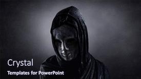  Presentation with scary - Amazing presentation theme having scary-figure-in-the-darkness backdrop and a wine colored foreground