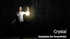  Presentation with scary forest - Presentation with scary forest - young pretty businesswoman with lantern background and a black colored foreground