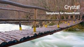  Presentation with bridge - Audience pleasing presentation consisting of scary forest saftey - wooden bridge over mountain river backdrop and a tawny brown colored foreground