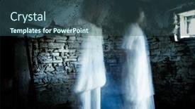  Presentation with scary halloween - Slides enhanced with scary-ghost-in-abandoned-building background and a ocean colored foreground