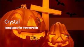  Presentation with scary halloween - Presentation design having scary gourd and creepy cross background and a crimson colored foreground