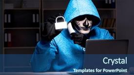  Presentation with firewall - Beautiful slide deck featuring scary hacker hacking security firewall backdrop and a ocean colored foreground