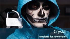  Presentation with firewall - Colorful presentation theme enhanced with scary hacker hacking security firewall backdrop and a ocean colored foreground