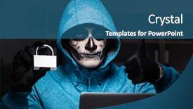  Presentation with firewall - Presentation featuring scary hacker hacking security firewall background and a teal colored foreground