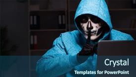  Presentation with firewall - Amazing presentation design having scary hacker hacking security firewall backdrop and a ocean colored foreground