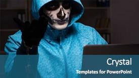  Presentation with firewall - Presentation theme consisting of scary hacker hacking security firewall background and a teal colored foreground