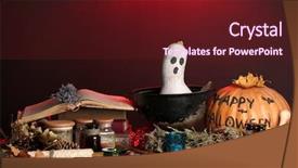  Presentation with scary halloween - PPT theme consisting of scary halloween laboratory in red light background and a tawny brown colored foreground