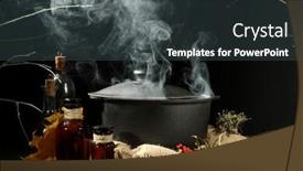  Presentation with scary - Presentation design consisting of scary halloween laboratory on dark color background background and a dark gray colored foreground