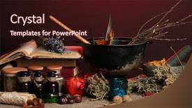  Presentation with scary - Cool new presentation theme with scary halloween laboratory backdrop and a wine colored foreground