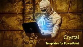  Presentation with scary halloween - Theme having scary-halloween-mummy-holds background and a tawny brown colored foreground