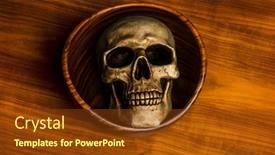  Presentation with skull - Colorful presentation theme enhanced with scary-halloween-photo backdrop and a tawny brown colored foreground