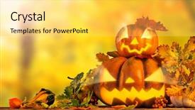  Presentation with scary halloween - PPT theme having scary halloween pumpkin background background and a yellow colored foreground