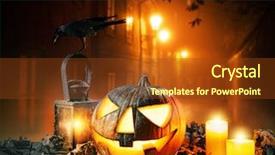  Presentation with street lamps - Audience pleasing theme consisting of mysterious places - scary horror background with halloween backdrop and a tawny brown colored foreground