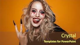  Presentation with strong black woman - Presentation design consisting of scary lady - joyful witch woman wearing black background and a tawny brown colored foreground