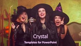  Presentation with witches - PPT theme enhanced with scary lady - photo of screaming three young background and a wine colored foreground