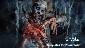  Presentation with zombie - Theme featuring scary lady - portrait of a bloody dead background and a tawny brown colored foreground