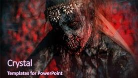  Presentation with bride - PPT layouts enhanced with scary lady - portrait of a bloody dead background and a wine colored foreground
