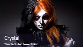 Presentation with scary halloween - Amazing PPT layouts having scary lady - woman satana in halloween concept backdrop and a wine colored foreground