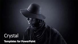  Presentation with scary - PPT theme consisting of scary-lady-with-old-hat background and a black colored foreground
