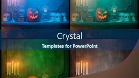  Presentation with witchcraft - Slide deck with scary-laughing-pumpkin-and-old background and a ocean colored foreground