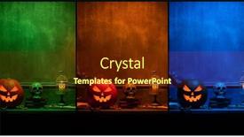  Presentation with witchcraft - PPT theme with scary-laughing-pumpkin-and-old background and a tawny brown colored foreground